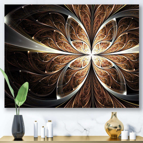 Fractal Flower Brown Black Digital Art - Modern Wall Art Prints