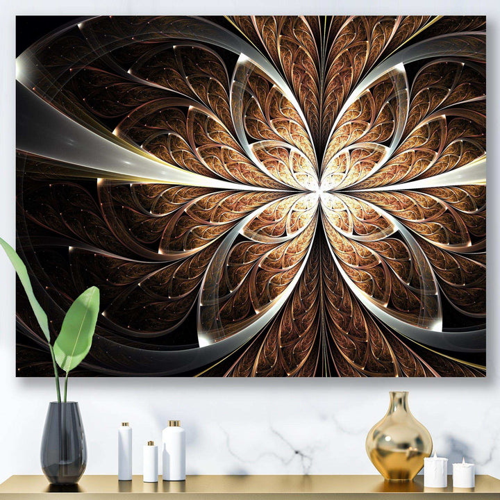 Fractal Flower Brown Black Digital Art - Modern Wall Art Prints