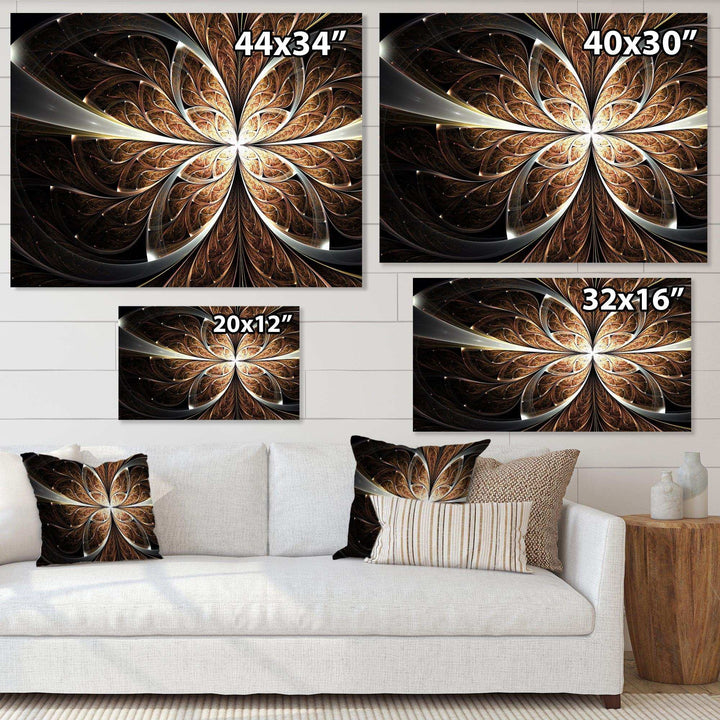 Fractal Flower Brown Black Digital Art - Modern Wall Art Prints