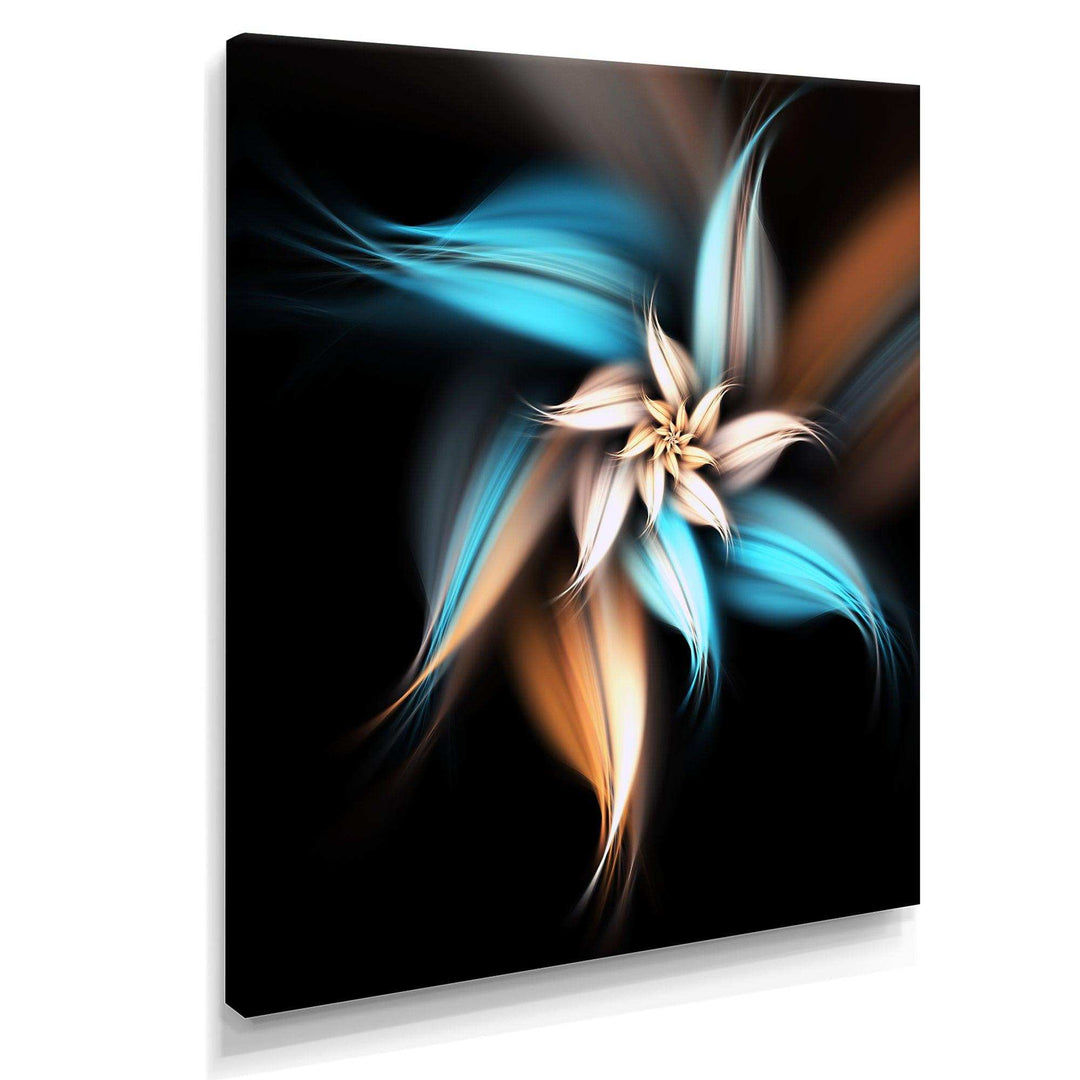 Blue Brown Digital Art Fractal Flower - Modern Bedroom Wall Art
