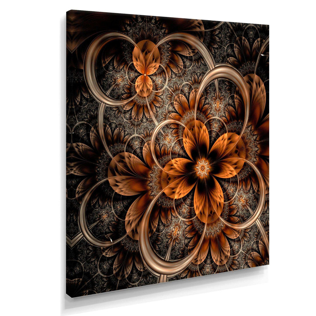 Dark Orange Digital Art Fractal Flower - Modern Wall Art Prints