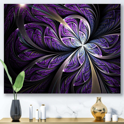 Glittering Purple Fractal Flower - Modern Canvas Wall Art