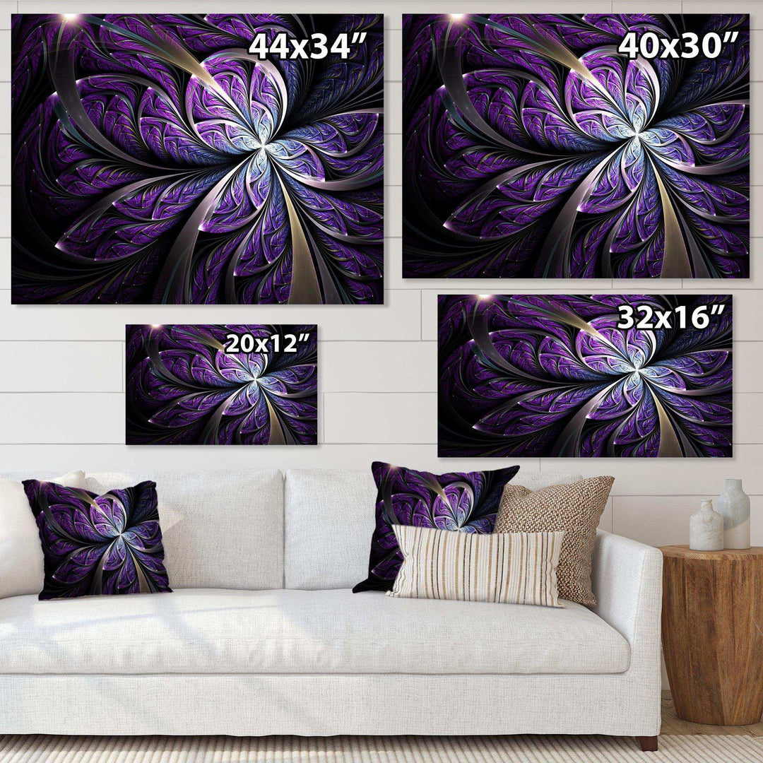 Glittering Purple Fractal Flower - Modern Canvas Wall Art