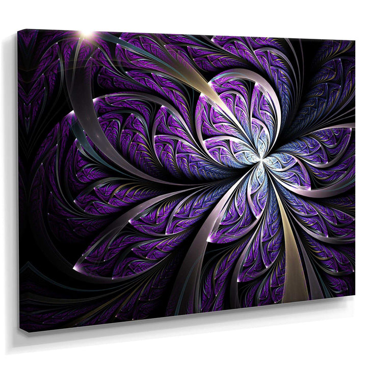 Glittering Purple Fractal Flower - Modern Canvas Wall Art