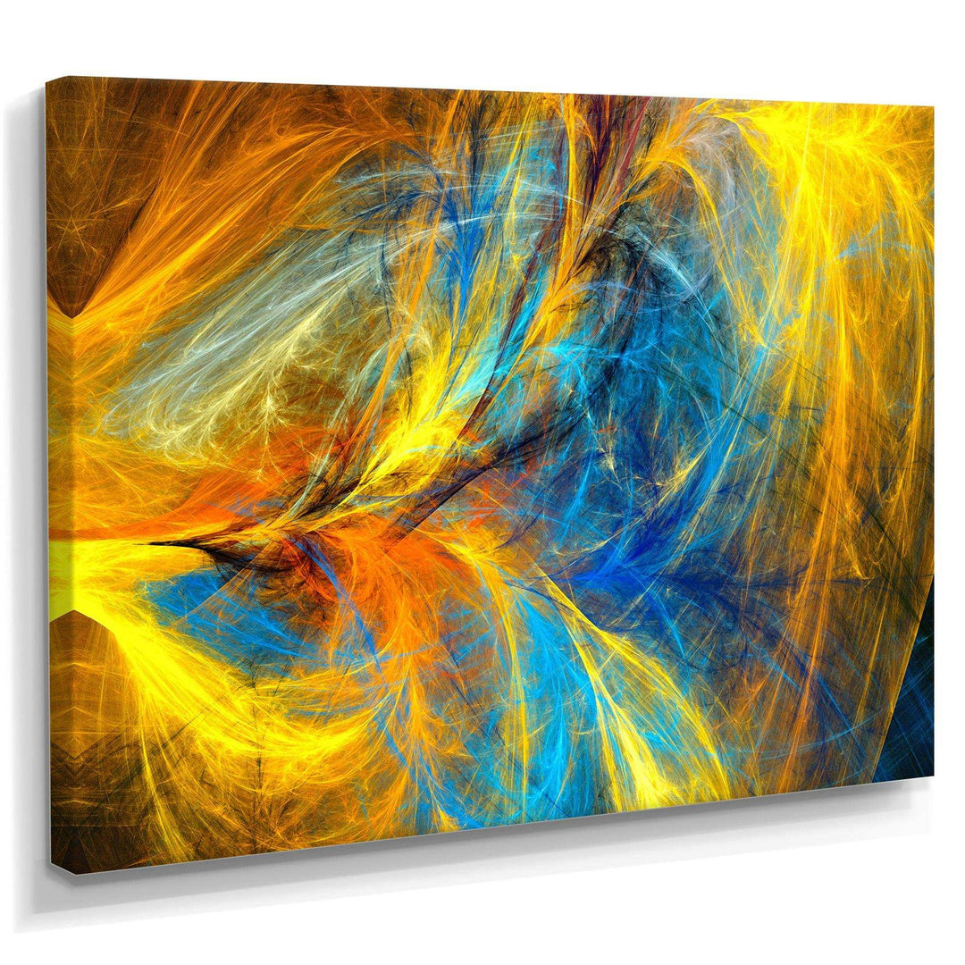 Gold and Blue Psychedelic Pattern - Modern Bedroom Wall Art