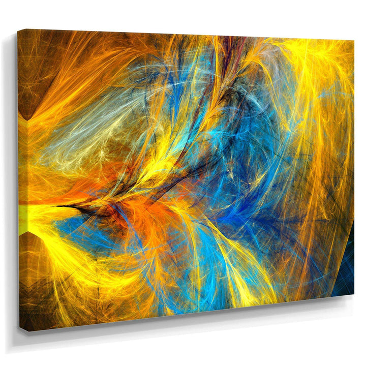 Gold and Blue Psychedelic Pattern - Modern Bedroom Wall Art