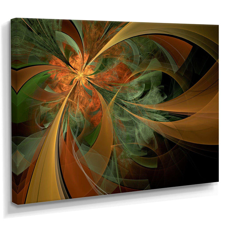 Symmetrical Orange Digital Fractal Flower - Modern Canvas Wall Art