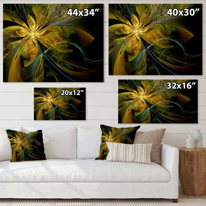 Symmetrical Fractal Flower in Gold - Modern Canvas Wall Art