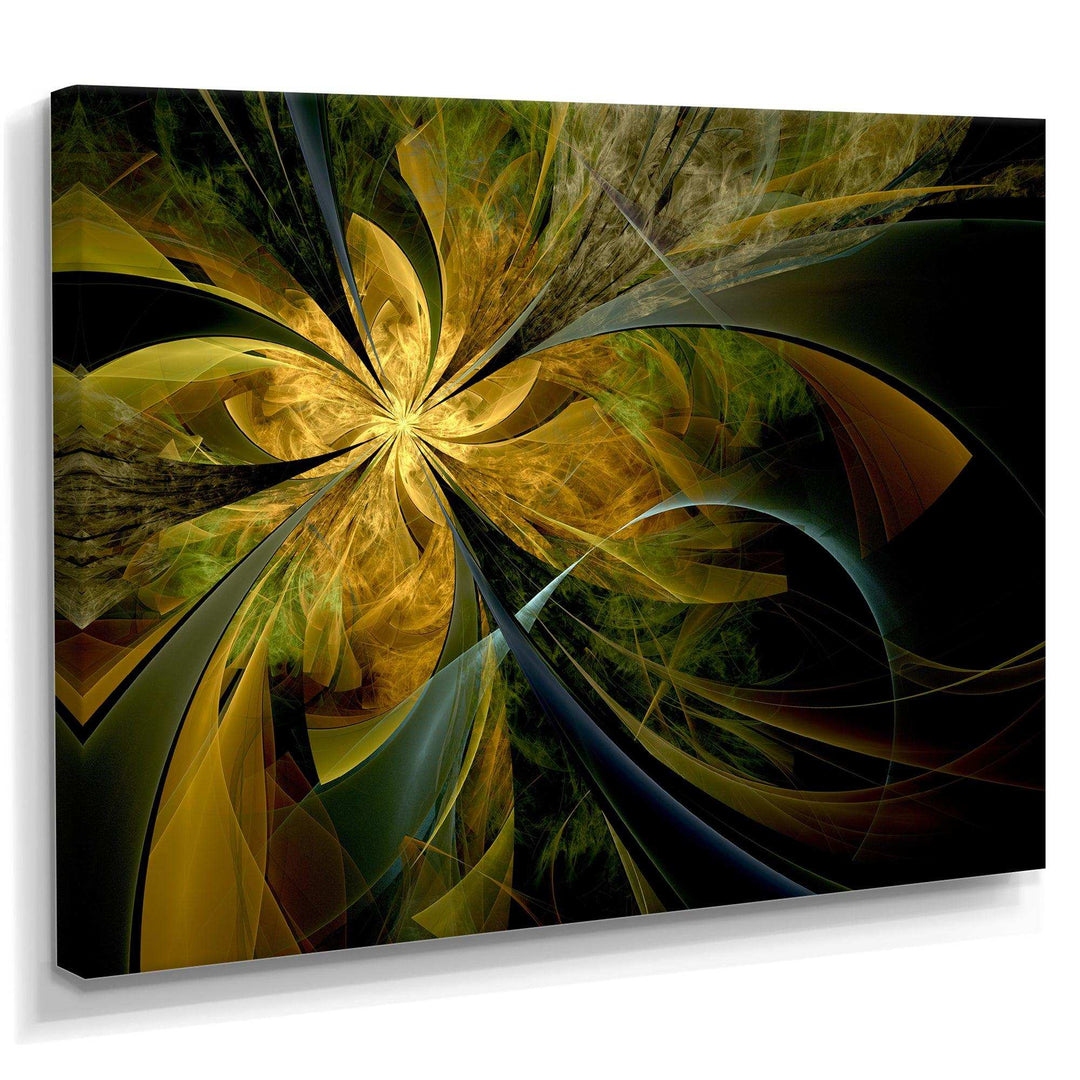 Symmetrical Fractal Flower in Gold - Modern Canvas Wall Art