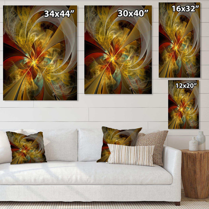 Bright Yellow Symmetrical Flower Design - Modern Canvas Wall Art