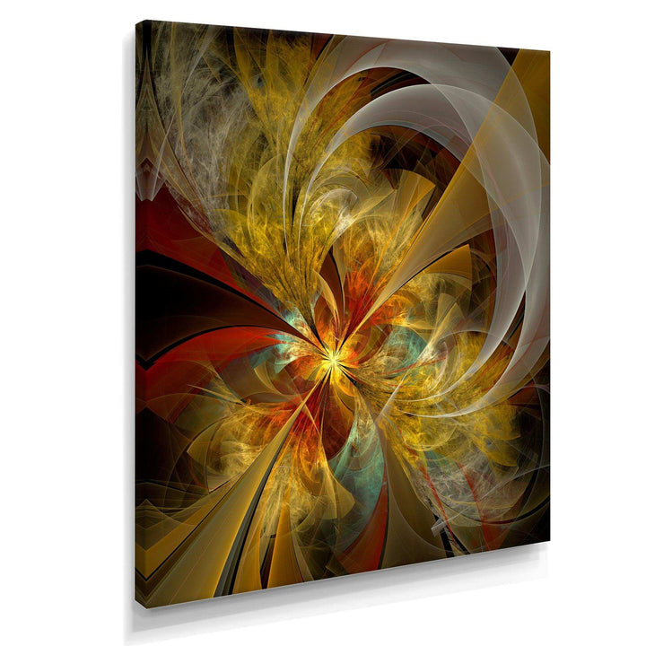 Bright Yellow Symmetrical Flower Design - Modern Canvas Wall Art