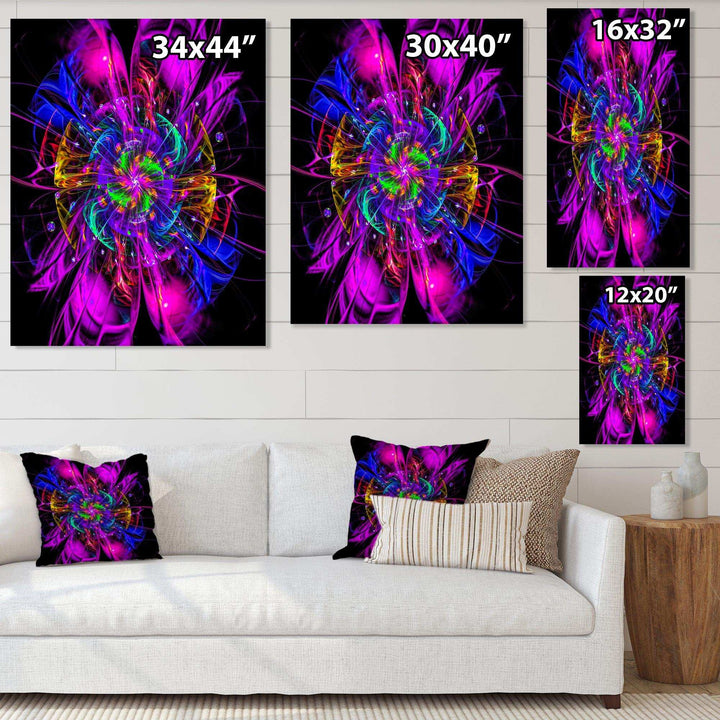 Ideal Fractal Flower Digital Art in Purple - Modern Living Room Wall Decor