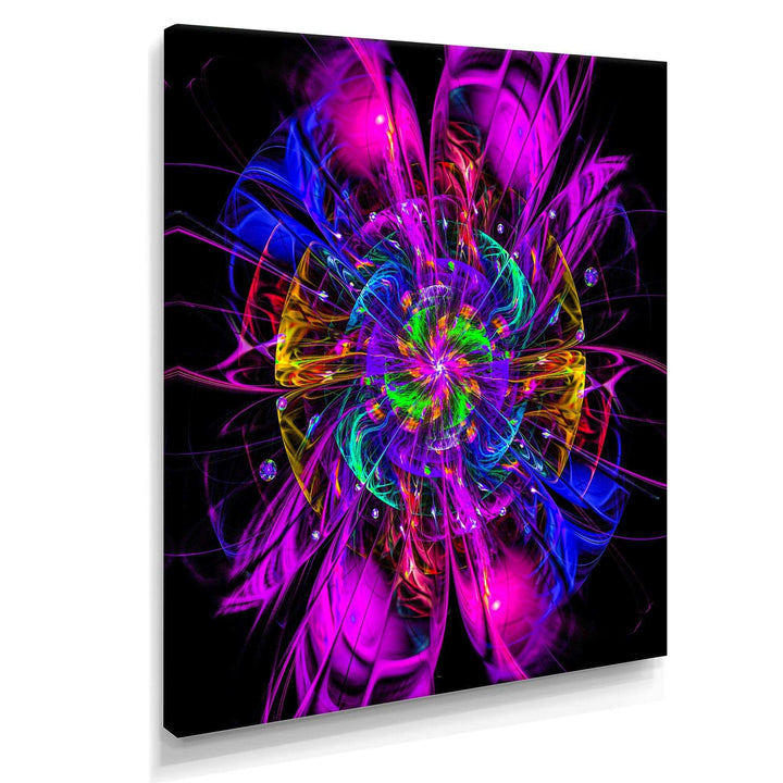 Ideal Fractal Flower Digital Art in Purple - Modern Living Room Wall Decor