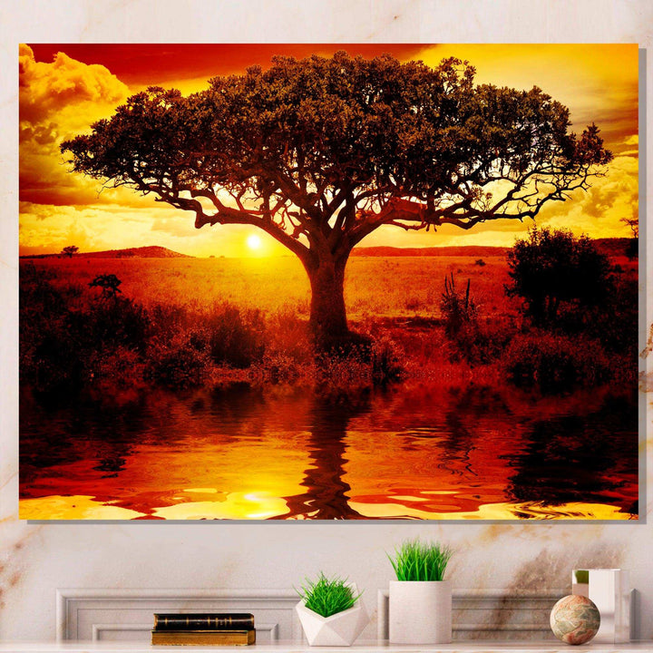 Lonely Tree in African Sunset