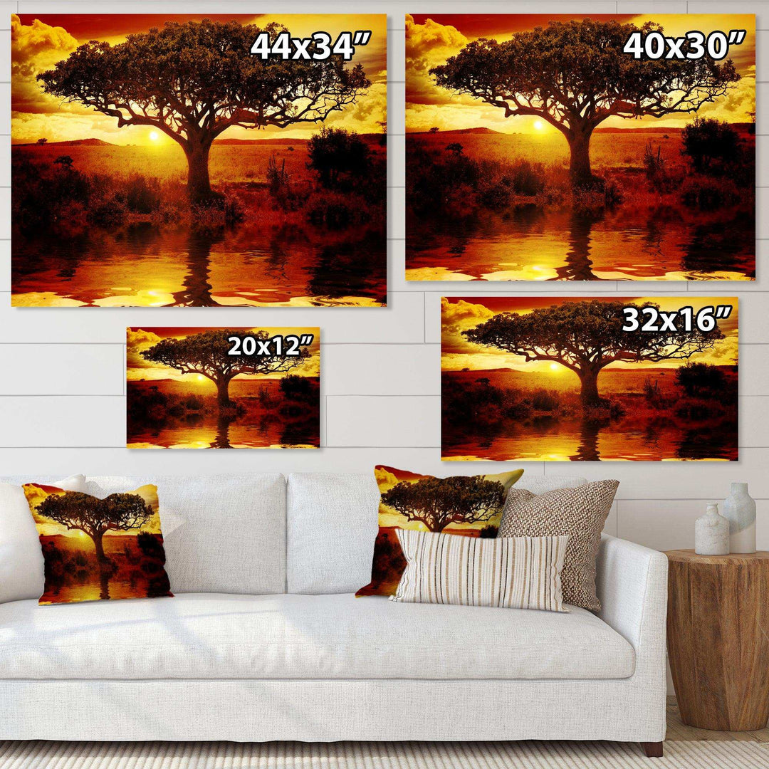 Lonely Tree in African Sunset