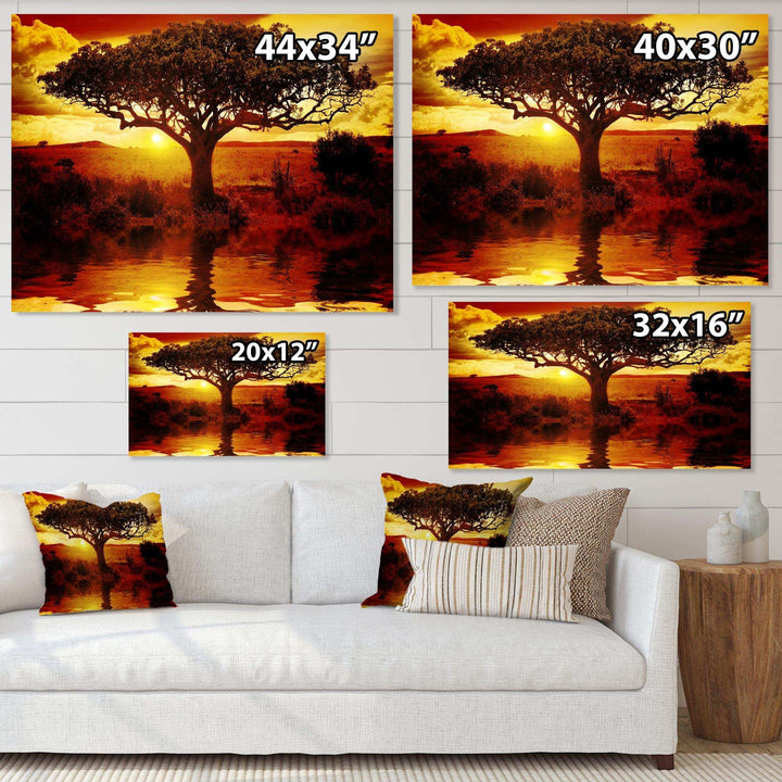 Lonely Tree in African Sunset