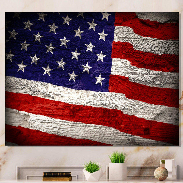 Large American Flag Watercolor - Global Bedroom Wall Art