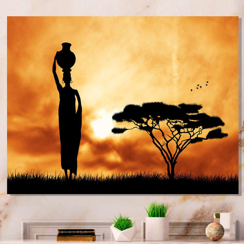 African Woman and Lonely Tree