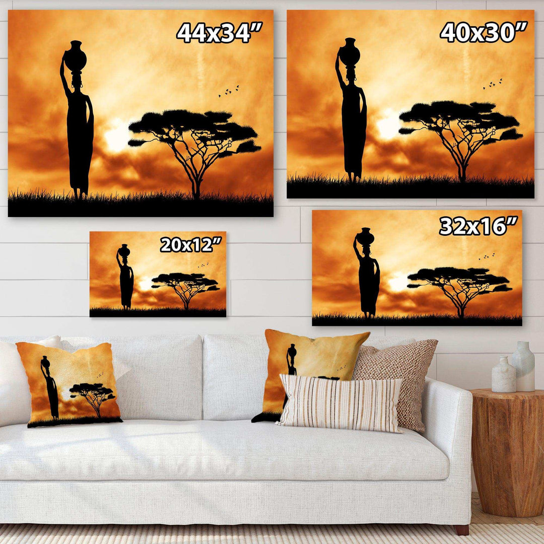African Woman and Lonely Tree
