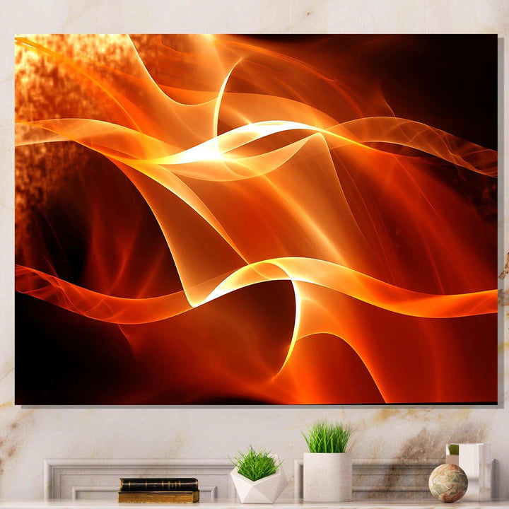 Orange Abstract Fractal Waves - Modern Wall Art Prints