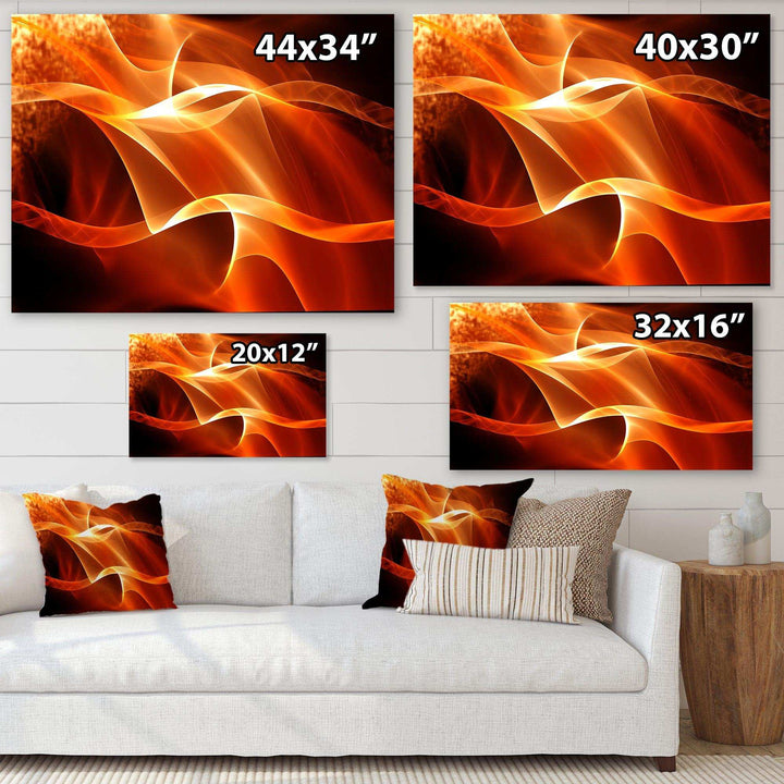 Orange Abstract Fractal Waves - Modern Wall Art Prints