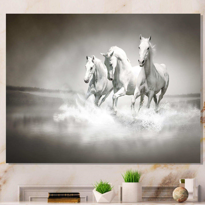 Horses Running Through Water