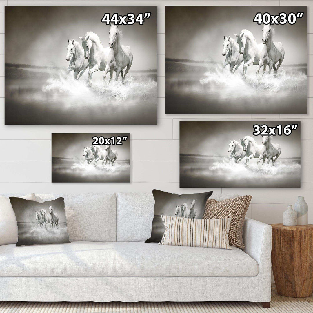 Horses Running Through Water