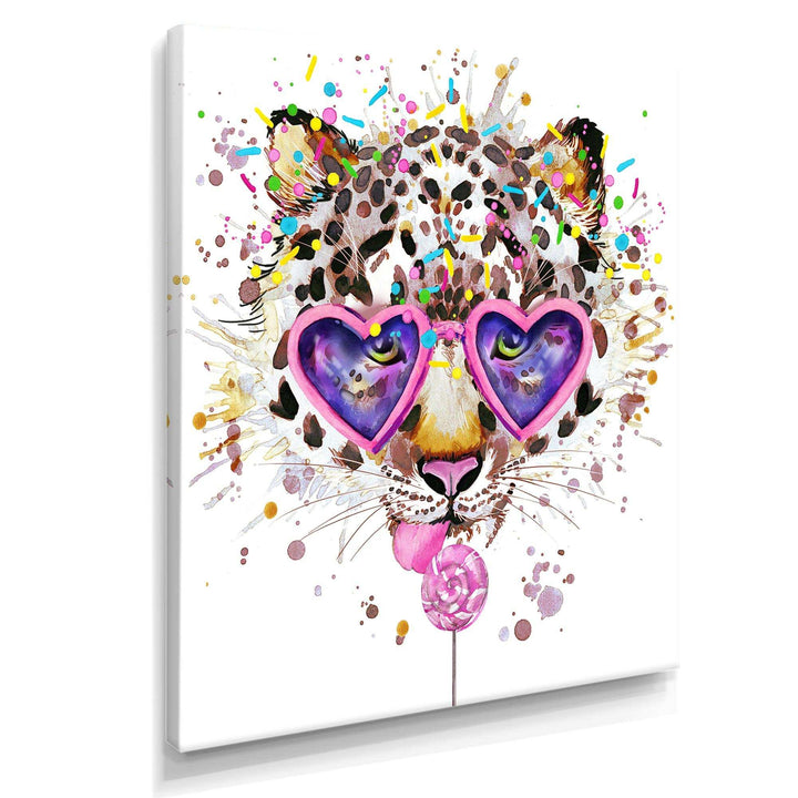 Funny Leopard with Heart Glasses