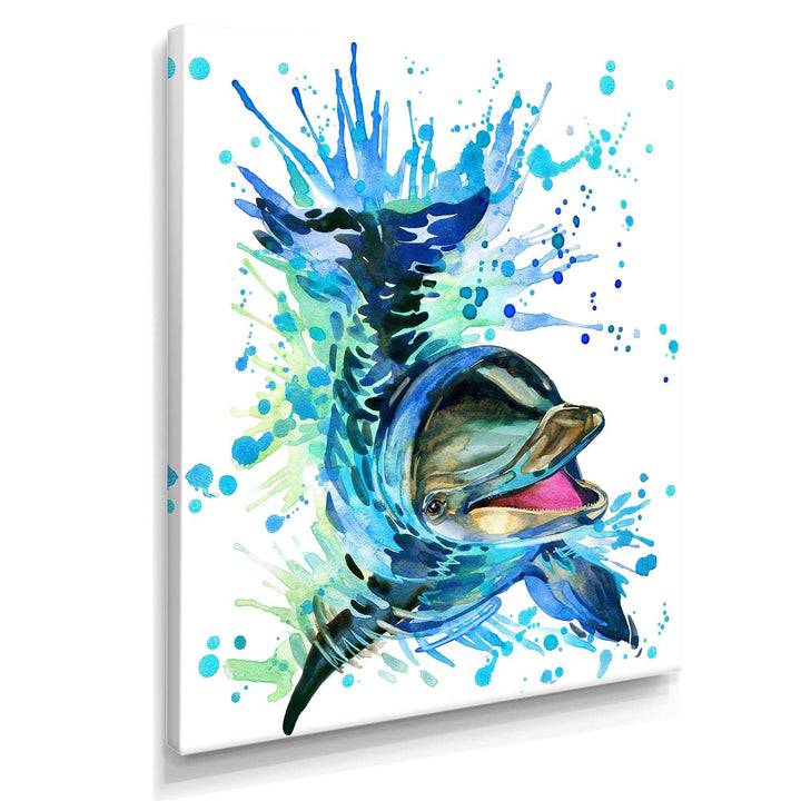 Large Blue Dolphin Watercolor