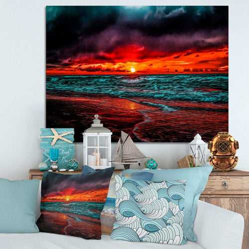 Red Sunset over Blue Waters