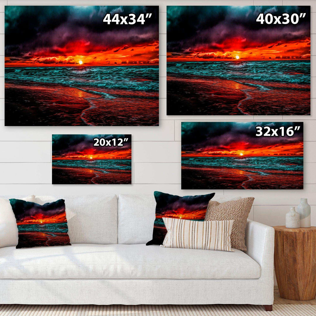 Red Sunset over Blue Waters