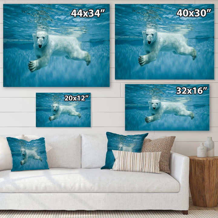 Polar Bear Swimming under Water