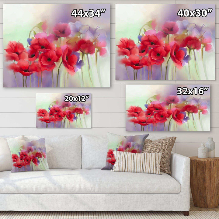 Watercolor Red Poppy Flowers Painting