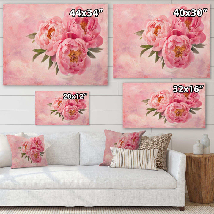 Peony Flowers in Vase on Pink