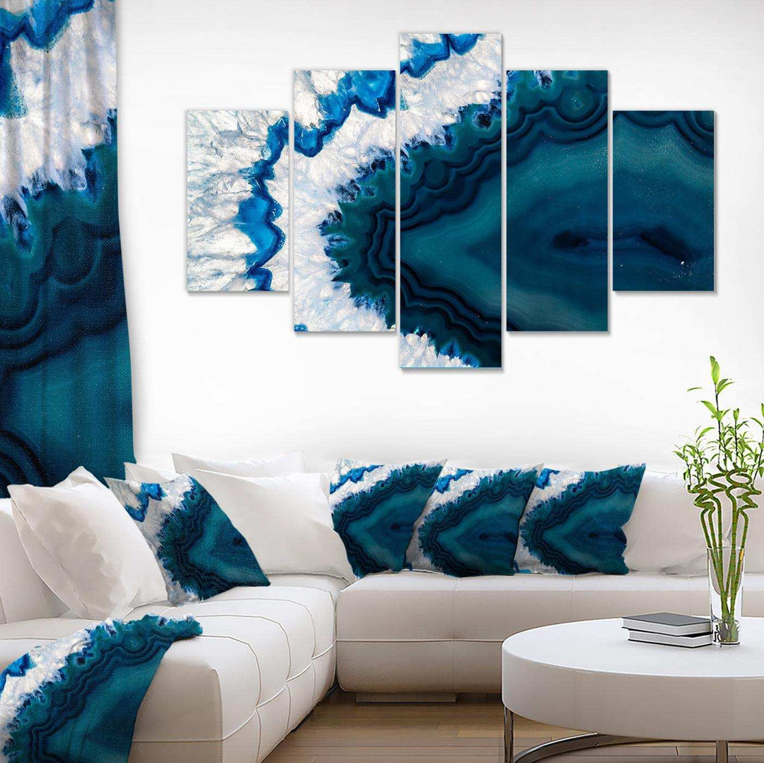 Blue Brazilian Geode - Modern Multi-Panels Canvas Wall Art