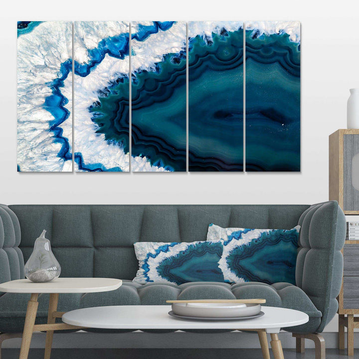 Blue Brazilian Geode - Modern Multi-Panels Canvas Wall Art