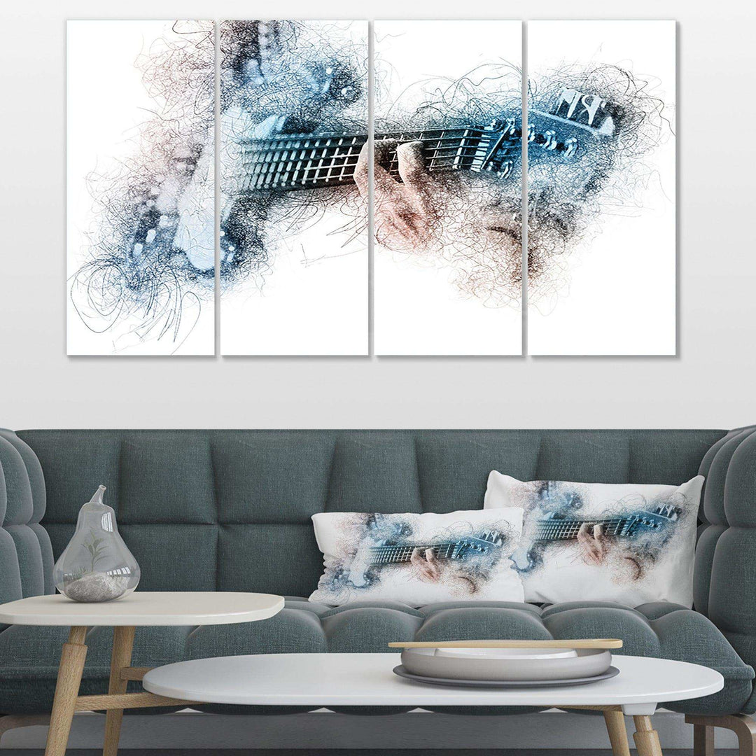 Man Playing A Guitar Watercolor - Modern Multi-Panels Living Room Wall Decor