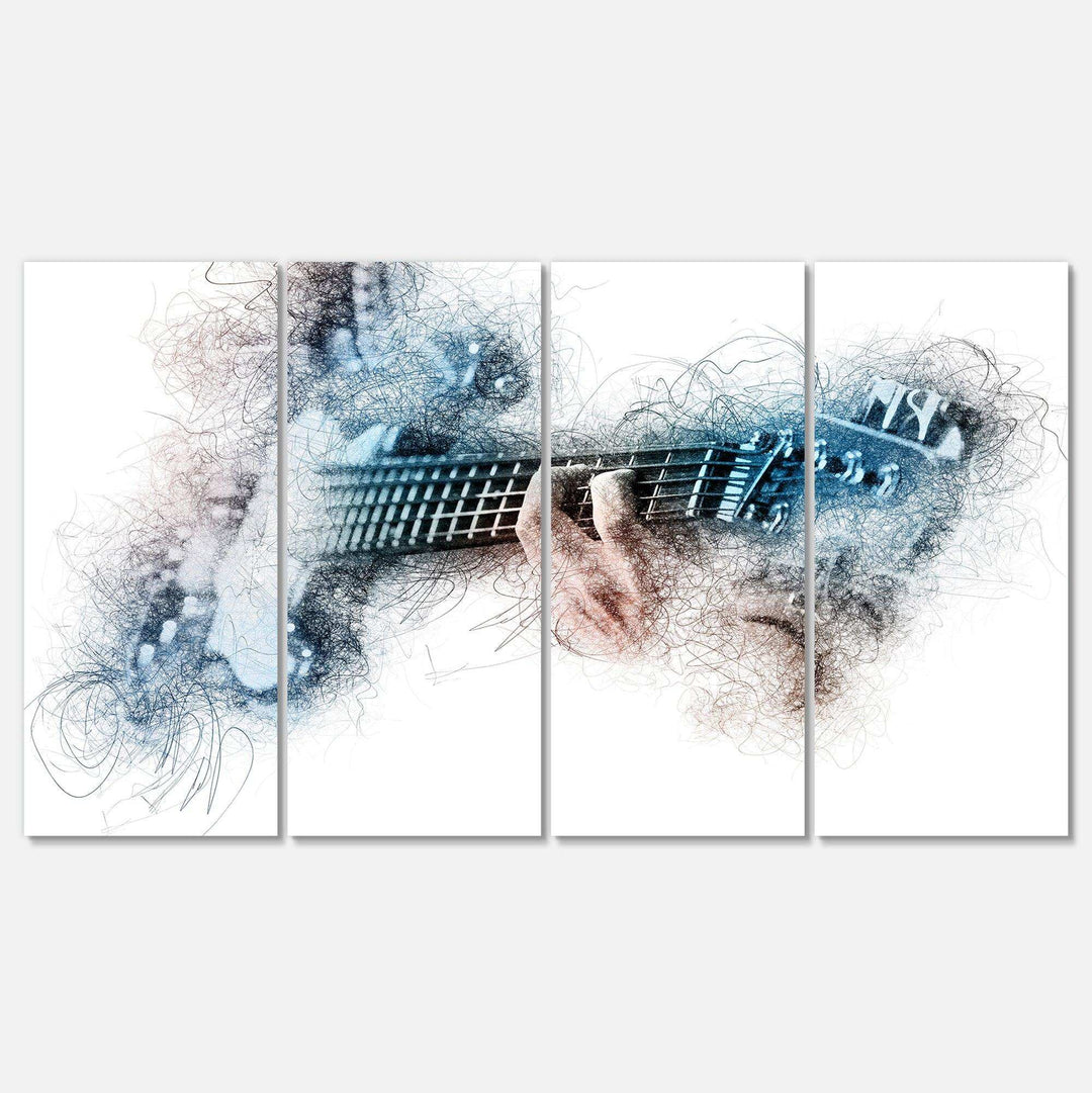 Man Playing A Guitar Watercolor - Modern Multi-Panels Living Room Wall Decor