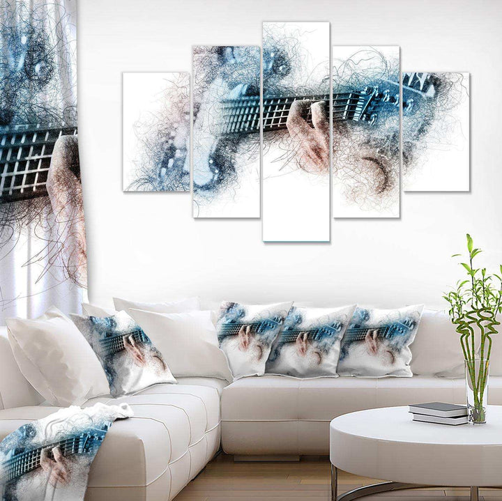 Man Playing A Guitar Watercolor - Modern Multi-Panels Living Room Wall Decor