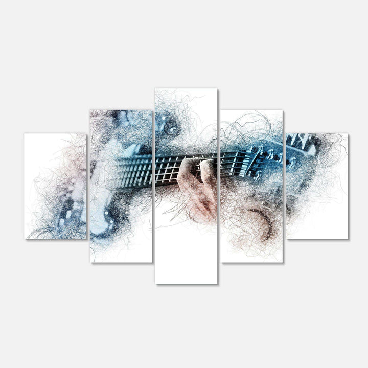 Man Playing A Guitar Watercolor - Modern Multi-Panels Living Room Wall Decor