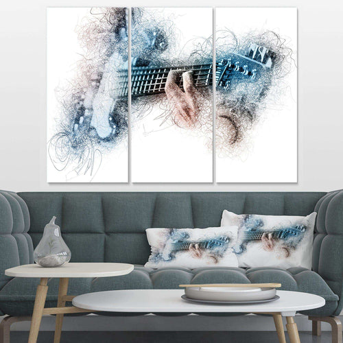 Man Playing A Guitar Watercolor - Modern Multi-Panels Living Room Wall Decor