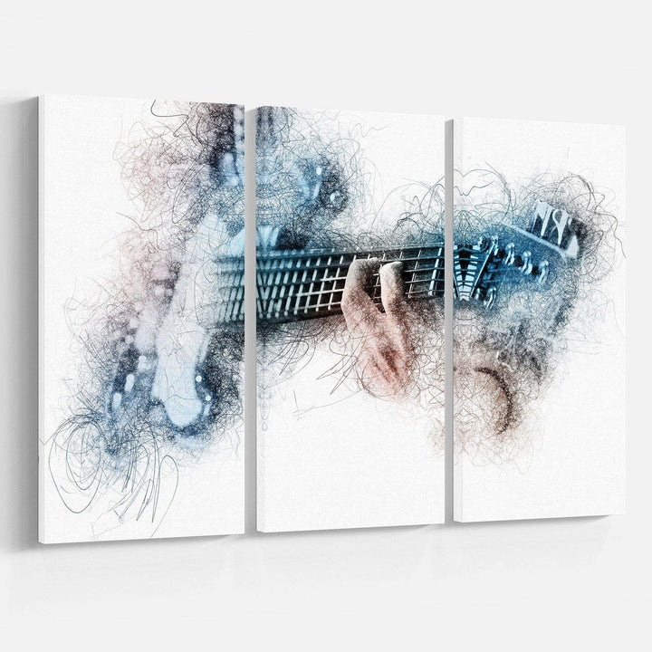 Man Playing A Guitar Watercolor - Modern Multi-Panels Living Room Wall Decor