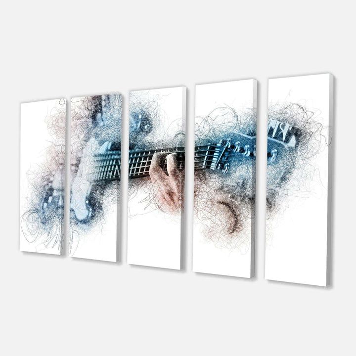 Man Playing A Guitar Watercolor - Modern Multi-Panels Living Room Wall Decor
