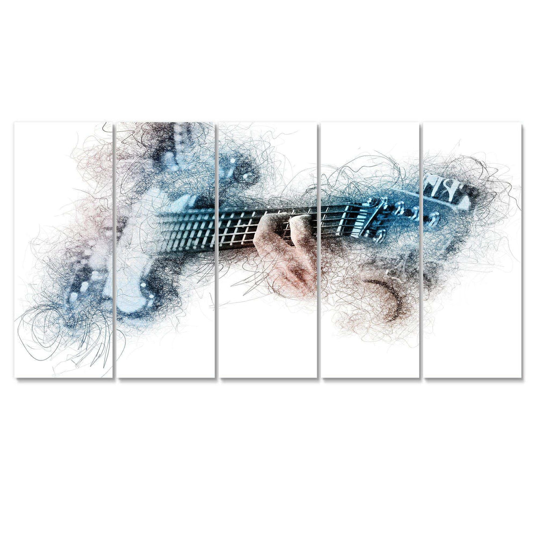 Man Playing A Guitar Watercolor - Modern Multi-Panels Living Room Wall Decor