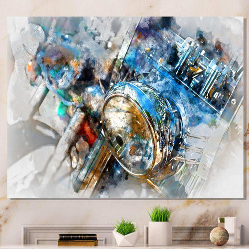 Motorcycle Headlight Watercolor - Modern Bedroom Wall Art