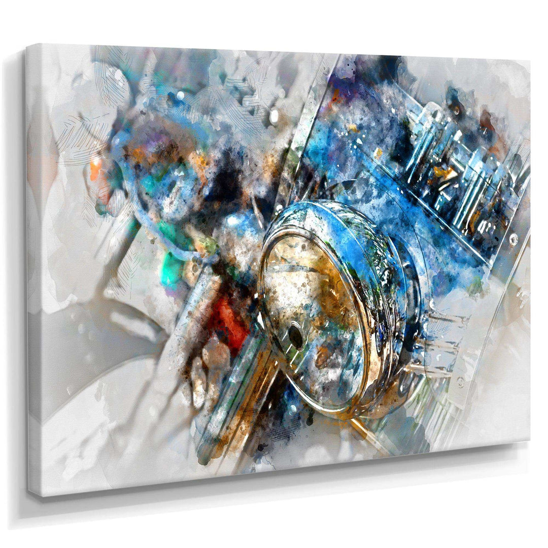 Motorcycle Headlight Watercolor - Modern Bedroom Wall Art