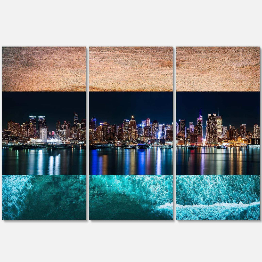 New York Midtown Night Panorama Multi-Panels