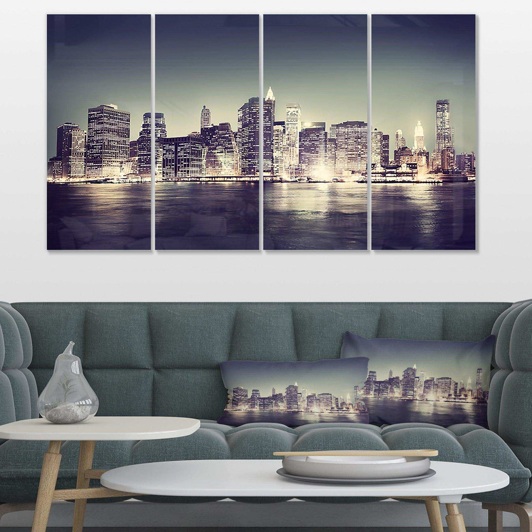 Black and White NYC Night Panorama Multi-Panels