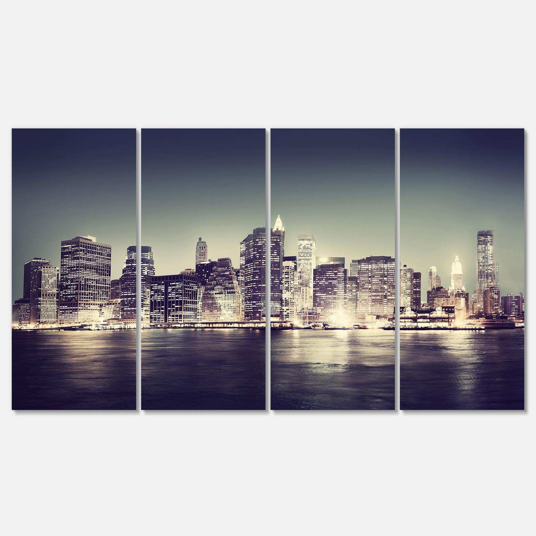 Black and White NYC Night Panorama Multi-Panels