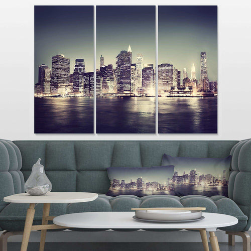 Black and White NYC Night Panorama Multi-Panels